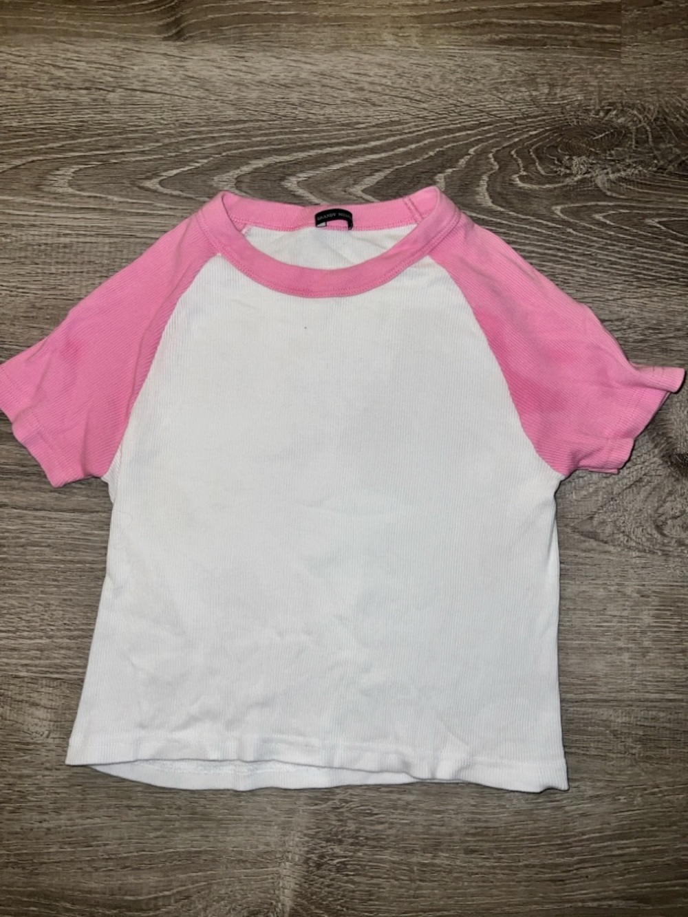 Brandy Melville Pink & White Raglan Tee